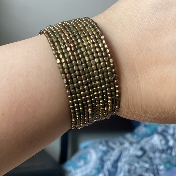 Bronze beaded bangle cuff - Picture 2 of 5